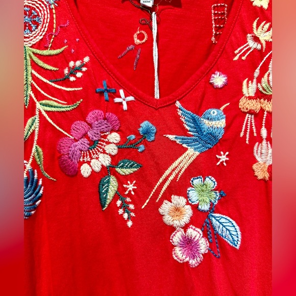 NWT Johnny Was Red Sleeveless Embroidered Dress Sz L - Picture 5 of 14